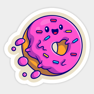 Cute Doughnut Flying Cartoon Sticker